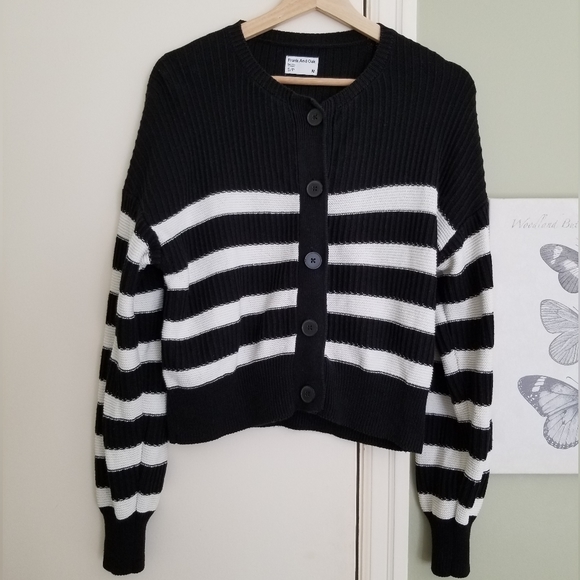Frank and Oak Sweaters - Frank and Oak Striped Cardigan, Organic Cotton Blend, S.